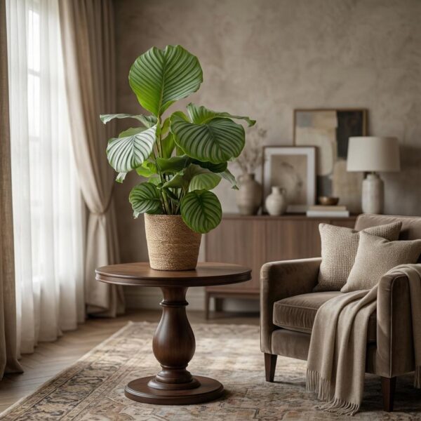 Calathea Orbifolia met Sofia mand naturel