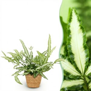 Pteris cretica Albolineata - Lintvaren - Huisdiervriendelijke Plant - Groen - met Mand