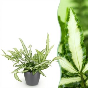Pteris cretica Albolineata - Lintvaren - Huisdiervriendelijke Plant - Groen - met Potter Grijs