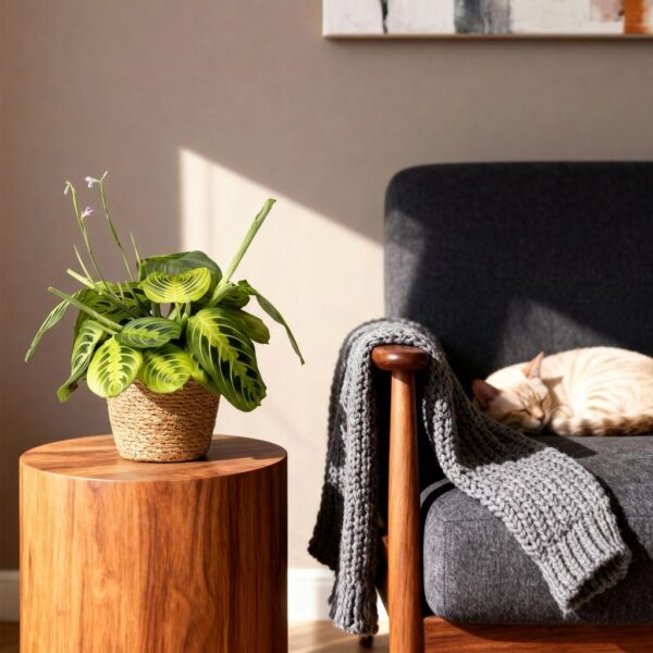 Maranta Fascinator Lemon Lime - Gebedsplant - Huisdiervriendelijke Plant - Groen - 2 Planten - met Mand