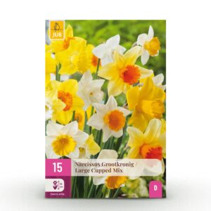 15x Narcissus large Cupped mix - Grootbloemige narcis mix - Geel en Wit - Voorjaarsbloeier - Bolmaat 12/14
