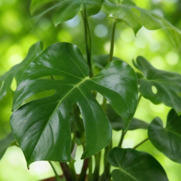 Monstera Deliciosa - Gatenplant - Weinig onderhoud - Groen - met Potter Wit