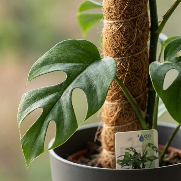 Mini Gatenplant - Monstera Minima Mosstok - Groen - Weinig onderhoud - met Potter Grijs