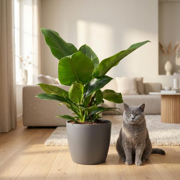 Philodendron - Philodendron Imperial Green - Groen - Weinig onderhoud - met Potter Grijs
