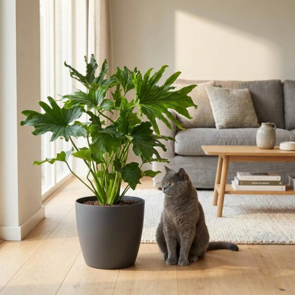 thumbnail_6000-77.jpg Philodendron - Philodendron Lickety split - Groen - Weinig onderhoud - met Potter Grijs