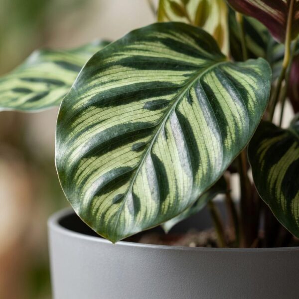 thumbnail_6000-99.jpg Pauwenplant - Calathea Makoyana - Groen - Weinig onderhoud - met Potter Grijs