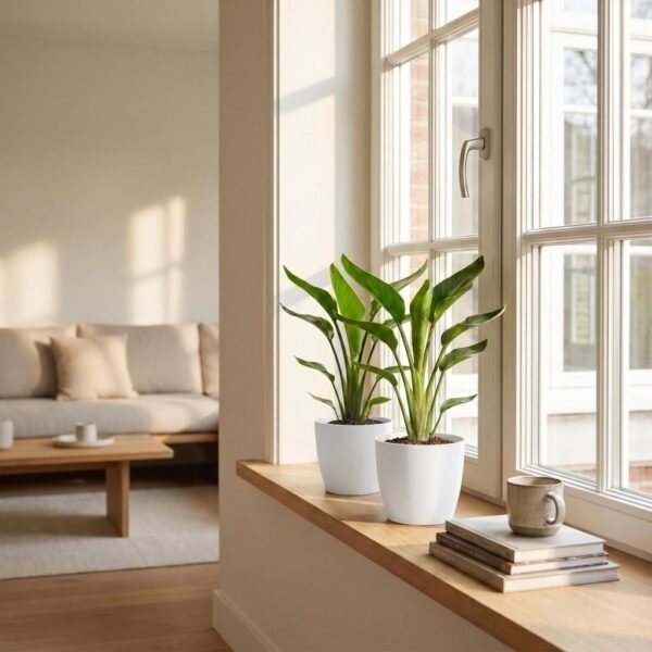 thumbnail_6000-397.jpg Strelitzia Reginea - Paradijsvogelbloem - 4 Planten - met Potter Wit