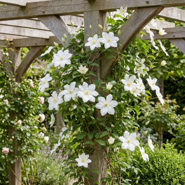 thumbnail_6000-130.png Clematis Jackmanii Huldine - Bosrank - Wit - Klimplant