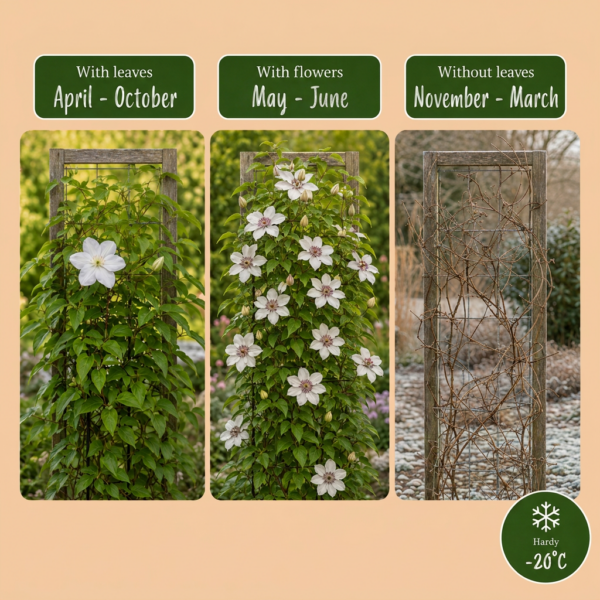 thumbnail_6000-186.png Clematis Miss Bateman - Clematis Miss Bateman - Wit - Klimplant | 6 stuks