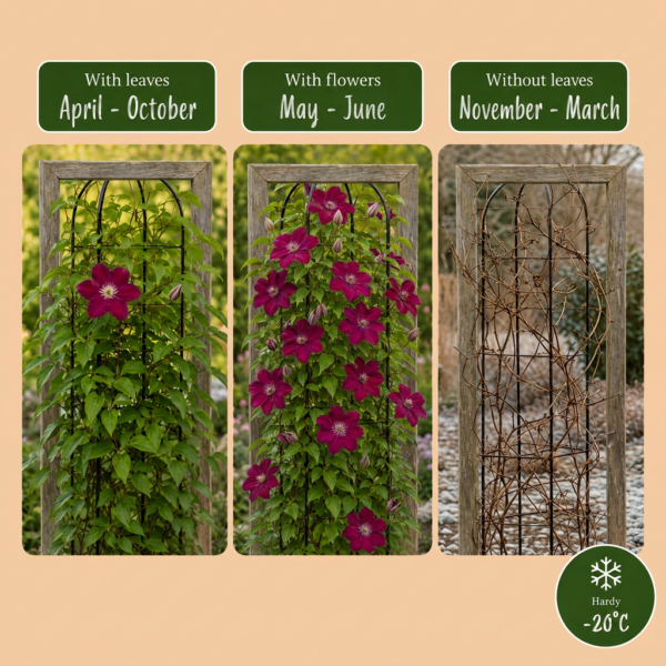 Clematis Rouge Cardinal - Bosrank Rode Kardinaal - Rood - Klimplant | 6 stuks