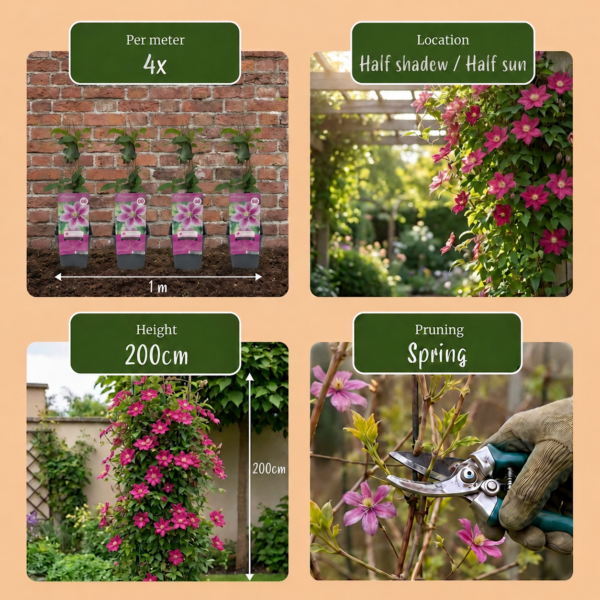thumbnail_6000-20.png Clematis Piilu - Bosrank - Wit - Roze - Klimplant | 4 stuks