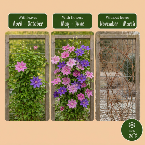 Clematis Duo Purple & Pink - Bosrank - Paars - Roze - Wit - Klimplant | 6 stuks
