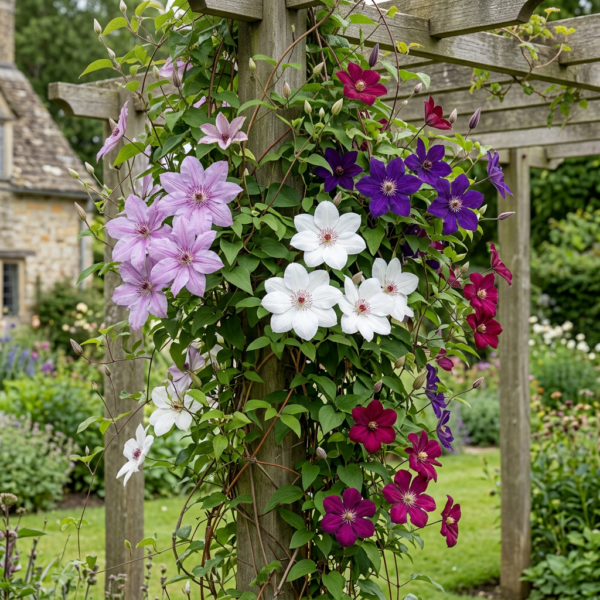 thumbnail_6000-204.png Clematis Rainbow - Bosrank - Paars - Rood - Roze - Wit - Klimplant | 12 stuks