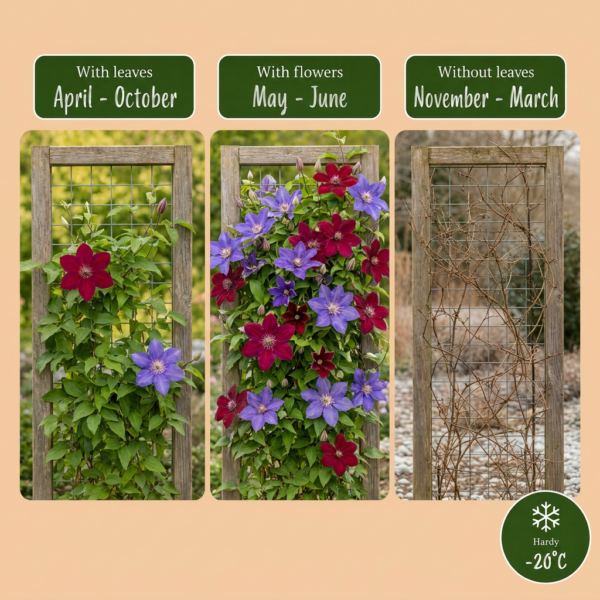 Clematis Duo Blue & Red - Bosrank Duo Blauw & Rood - Blauw - Rood - Klimplant | 6 stuks