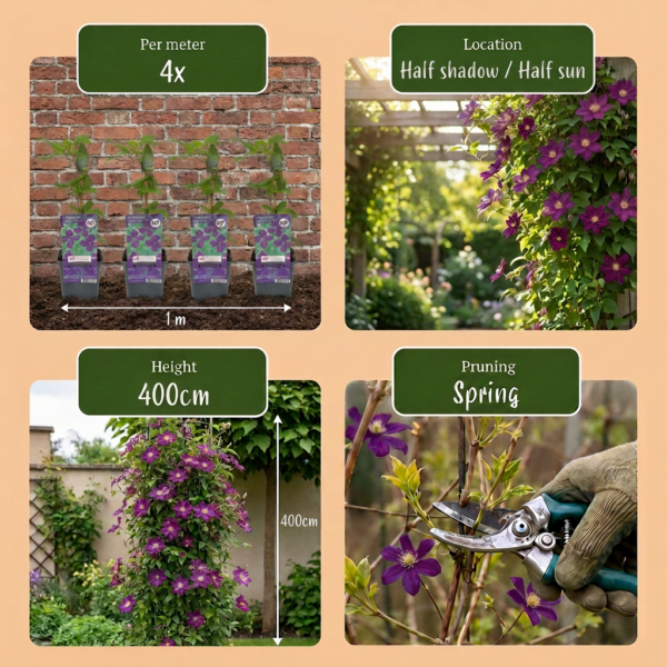 thumbnail_6000-8.png Clematis Viticella Polish Spirit - Bosrank - Paars - Klimplant | 4 stuks